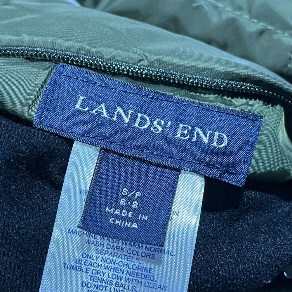 Lands End Goose Down Jacket‎ S 6-8 Coat Reversible Quilted Parka Puffer